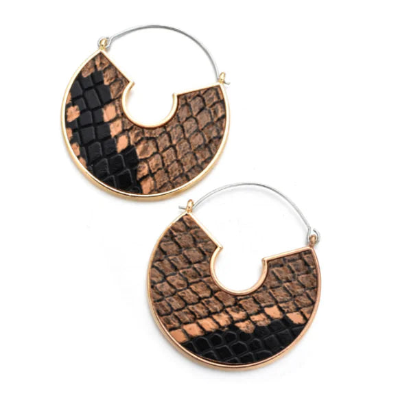 Snake Skin Half Moon Earrings