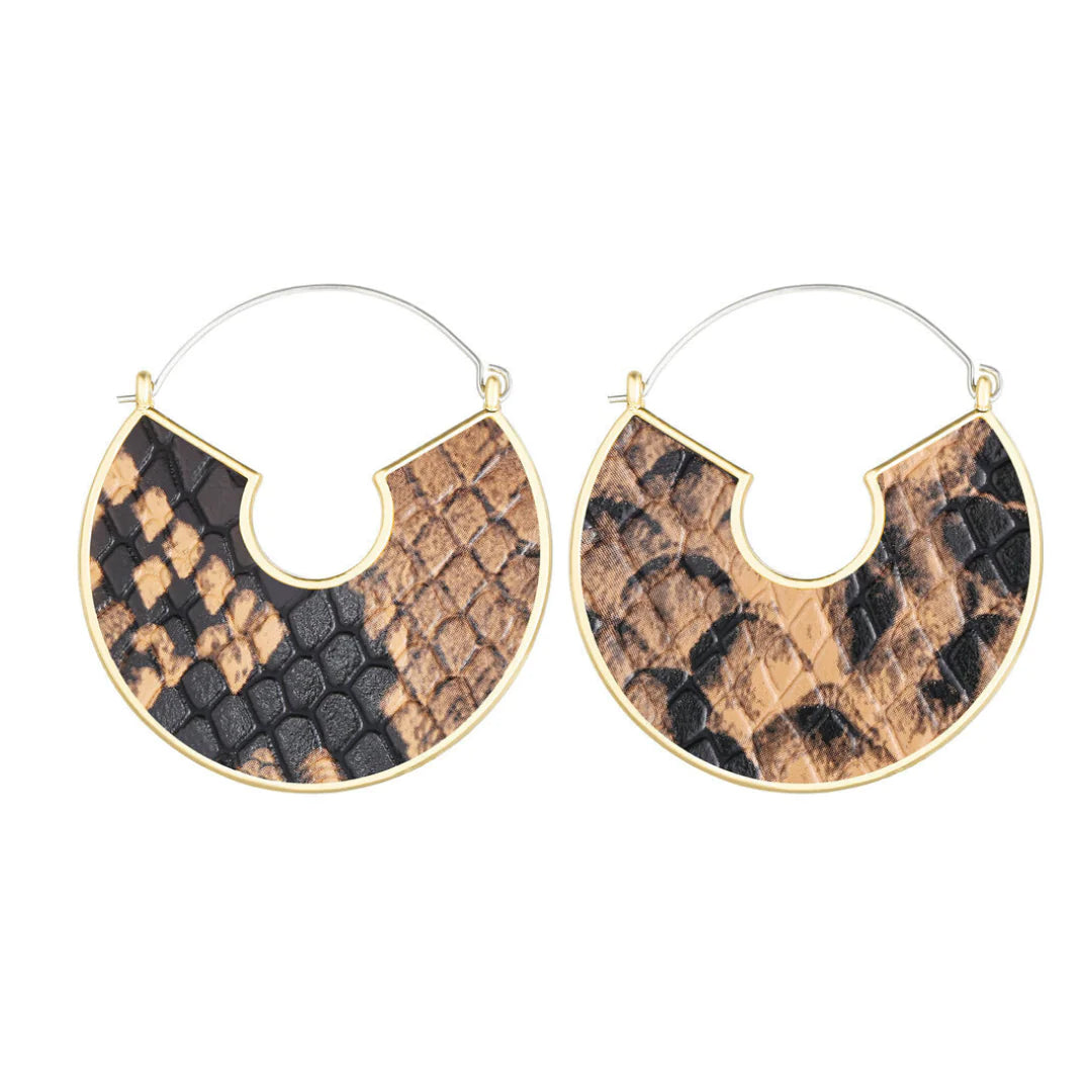 Snake Skin Half Moon Earrings